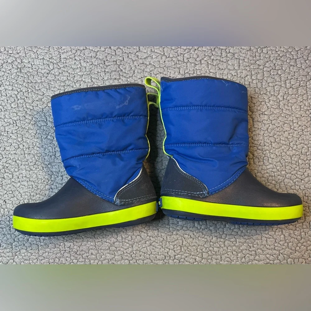 Crocs Kids Lodge Point Snow Boots‎ Boys Size 12 Blue And Green